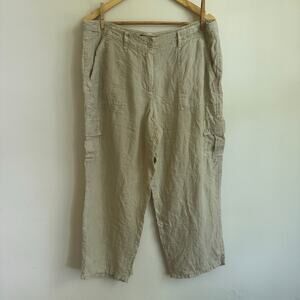 Y2K Vintage Tommy Bahama Beige Linen Cargo Capri Pants Size 12